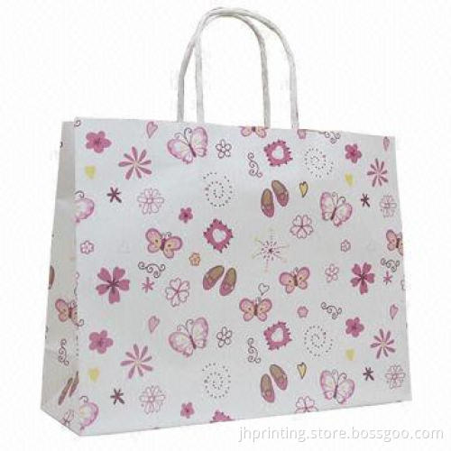Printed Eco-friendly Paper Bag, Made of 100gsm White Kraft Paper, OEM Sample are Available